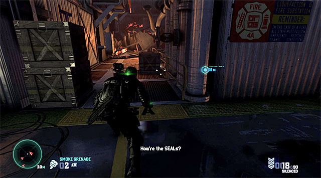 The corridor to the next gas terminal - Enter LNG Facility - Mission 11 - LNG Terminal - Tom Clancys Splinter Cell: Blacklist - Game Guide and Walkthrough
