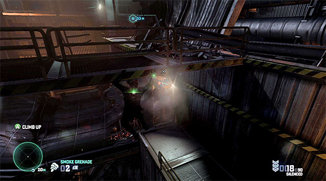 The upper balcony - Reach the place of disabling the virus - Mission 11 - LNG Terminal - Tom Clancys Splinter Cell: Blacklist - Game Guide and Walkthrough