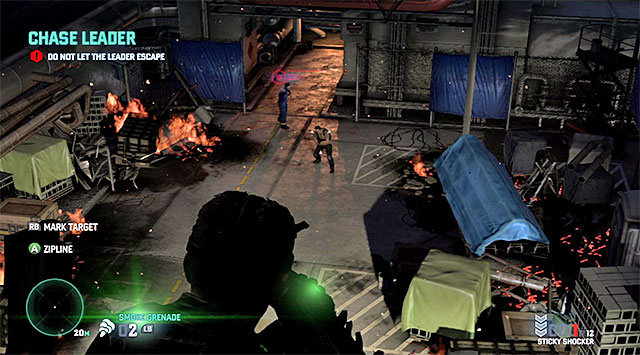 The guard at the bottom - Chase the Engineer Leader - Mission 11 - LNG Terminal - Tom Clancys Splinter Cell: Blacklist - Game Guide and Walkthrough