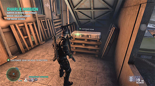 The supply crate under the balconies - Mission 3 - Egyptian Embassy - Optional missions assigned by Charlie - Tom Clancys Splinter Cell: Blacklist - Game Guide and Walkthrough