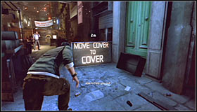 Notice that one of the nearby objects has been marked as a cover by the game #1 - Walkthrough - Merchants Street Market - Walkthrough - Tom Clancys Splinter Cell: Conviction - Game Guide and Walkthrough