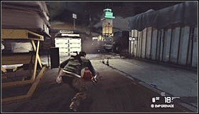 Walkthrough (continued): Exit the building and take your time to locate a new equipment crate (it'll be to your left) #1 - Walkthrough - Price Airfield - Walkthrough - Tom Clancys Splinter Cell: Conviction - Game Guide and Walkthrough