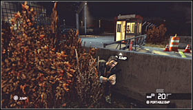 Proceed to your left where you'll have a chance to use the bushes for a perfect cover #1 - Walkthrough - White Box Laboratories - part 1 - Walkthrough - Tom Clancys Splinter Cell: Conviction - Game Guide and Walkthrough