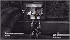 Start moving left while holding on to the ledge #1 - Walkthrough - White Box Laboratories - part 2 - Walkthrough - Tom Clancys Splinter Cell: Conviction - Game Guide and Walkthrough