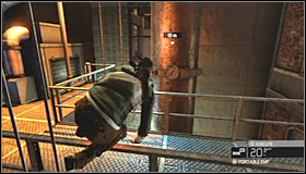Grab the ledge and move to the left so that you'll be holding on to a balustrade #1 - Walkthrough - White Box Laboratories - part 2 - Walkthrough - Tom Clancys Splinter Cell: Conviction - Game Guide and Walkthrough