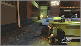 Enemies will be appearing in a certain order during this battle - the first group from each wave will use an elevator found to your right #1, the second group will appear in the distance and the third group will use the elevator located to the left #2 - Walkthrough - White Box Laboratories - part 2 - Walkthrough - Tom Clancys Splinter Cell: Conviction - Game Guide and Walkthrough