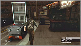 Proceed forward here and then enter a warehouse area located to your left #1 - Walkthrough - White Box Laboratories - part 2 - Walkthrough - Tom Clancys Splinter Cell: Conviction - Game Guide and Walkthrough