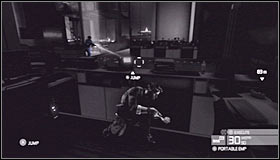 Get to opposite end of the balcony and then jump over the balustrade #1 - Walkthrough - Third Echelon HQ - part 3 - Walkthrough - Tom Clancys Splinter Cell: Conviction - Game Guide and Walkthrough