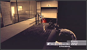 Approach the exit from this room carefully and get ready to surprise a single soldier heading your way #1 - Walkthrough - Third Echelon HQ - part 3 - Walkthrough - Tom Clancys Splinter Cell: Conviction - Game Guide and Walkthrough