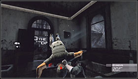 Start running forward as soon as you've regained full control over Fisher and jump towards a wall seen directly in front of you #1 - Walkthrough - Michigan Ave. Reservoir - part 2 - Walkthrough - Tom Clancys Splinter Cell: Conviction - Game Guide and Walkthrough