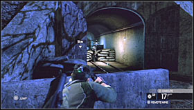 Take cover behind a concrete wall located close to the entrance to the tunnel #1 - Walkthrough - Michigan Ave. Reservoir - part 2 - Walkthrough - Tom Clancys Splinter Cell: Conviction - Game Guide and Walkthrough