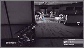 Quickly slide over the desk #1 and neutralize the guard in hand to hand combat - Walkthrough - Downtown District - Walkthrough - Tom Clancys Splinter Cell: Conviction - Game Guide and Walkthrough