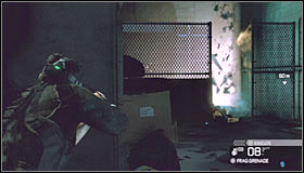 You'll have to be careful here, because new mercenaries are stationed just around the corner - Walkthrough - Downtown District - Walkthrough - Tom Clancys Splinter Cell: Conviction - Game Guide and Walkthrough