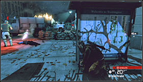 Take cover behind the map again and then detonate the charge #1 - Walkthrough - Downtown District - Walkthrough - Tom Clancys Splinter Cell: Conviction - Game Guide and Walkthrough