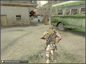 Once you've gone past the bus, turn right (#1) - Mission 9.2 [Kinshasa] - Walkthrough - Tom Clancys Splinter Cell: Double Agent - Game Guide and Walkthrough
