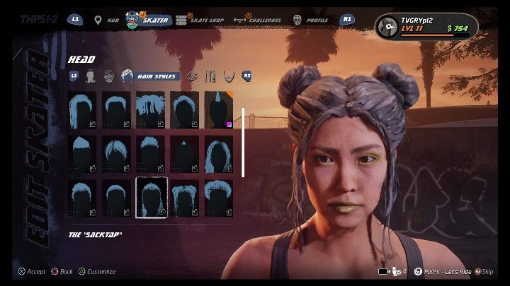 In the Appearance section, you can change your face, hair, or make-up - Tony Hawks Pro Skater 1+2: Character creation - Basics - Tony Hawks Pro Skater 1+2 Guide