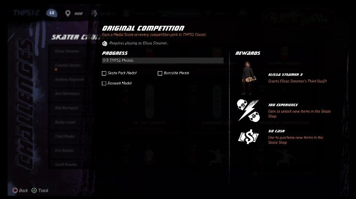 Each character available in the game has its own challenges - Tony Hawks Pro Skater 1+2: Elissa Steamer guide, skills - Original skaters - Tony Hawks Pro Skater 1+2 Guide