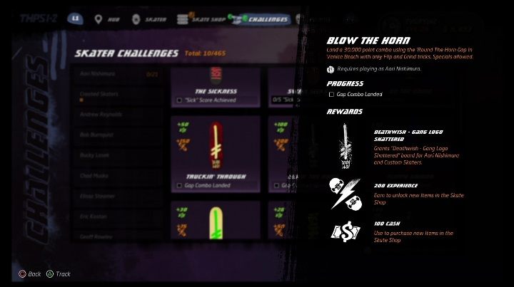 Each character available in the game has its own challenges - Tony Hawks Pro Skater 1+2: Aori Nishimura guide, skills - New skaters - Tony Hawks Pro Skater 1+2 Guide