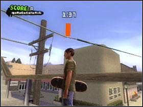 A-On electric wires front of skateshop - Santa Cruz - Game Guide - Tony Hawks American Wasteland Game Guide