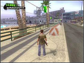 Combo starts from wires connected to 2 small houses - Santa Cruz - Game Guide - Tony Hawks American Wasteland Game Guide