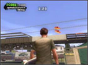 On wires above halfpipe in skatepark - Santa Cruz - Game Guide - Tony Hawks American Wasteland Game Guide