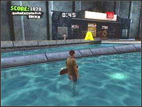 A-On the rail close to the small pool - The Mall - Game Guide - Tony Hawks American Wasteland Game Guide