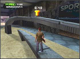 T-In front of the departure from mall, on obliquely barrier - The Mall - Game Guide - Tony Hawks American Wasteland Game Guide