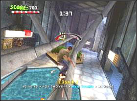 Launch from kicker and grand on white rail hang high from ground - The Mall - Game Guide - Tony Hawks American Wasteland Game Guide