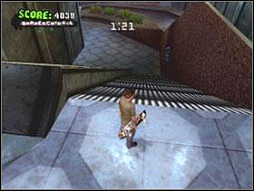 Do indy nosebone [SD + KP6 (down right slant + O)] over escalator behind pool - The Mall - Game Guide - Tony Hawks American Wasteland Game Guide