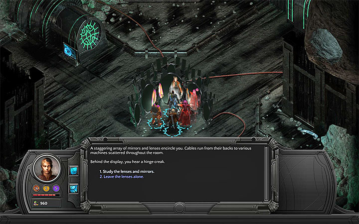 By examining the mirror you can acquire a valuable artifact, but you can also face many dangers - Sticha Lair / Buried Crossroads Map - M11 - Sagus Cliffs: Underbelly - Torment: Tides of Numenera Game Guide