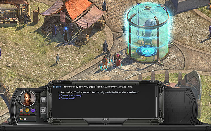 You can bargain with El-Jinto. - Beleazar and the Beast - side quest walkthrough | Circus Minor - Sagus Cliffs: Circus Minor - Torment: Tides of Numenera Game Guide