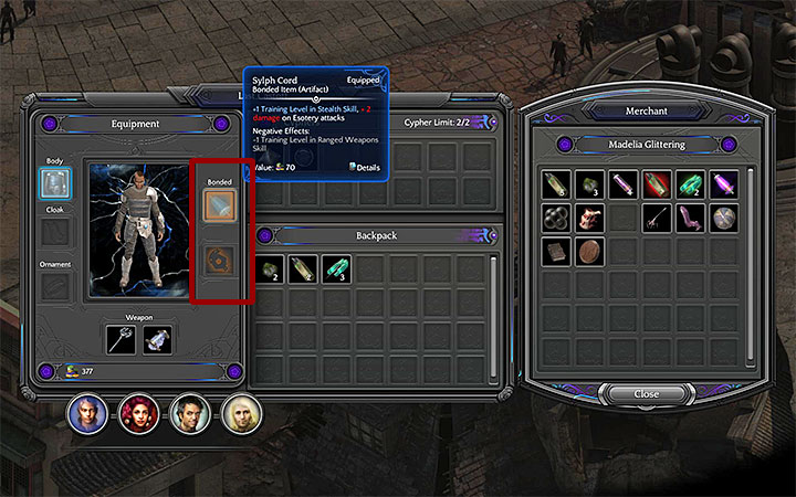 You dont keep bonded items in your inventory while waiting for an opportunity to use them - Bonded Items | Gameplay basics - Gameplay basics - Torment: Tides of Numenera Game Guide