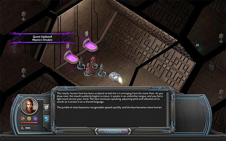 Investigate the head-shaped object - Phoenixs Wisdom - side quest walkthrough | Valley of Dead Heroes - Valley of Dead Heroes - Torment: Tides of Numenera Game Guide
