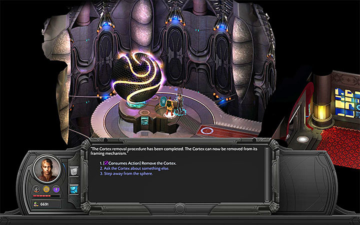 After dealing with the security you can safely take the Cortex. - Dracogens Price - main quest walkthrough | Memoviras Courtyard - Bloom: Memoviras Courtyard - Torment: Tides of Numenera Game Guide