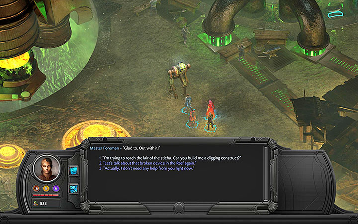 The Master Foreman can create a Stichus Automaton, which you need to reach the lair - The Cold, Calculating Jack - main quest walkthrough | Underbelly - Sagus Cliffs: Underbelly - Torment: Tides of Numenera Game Guide