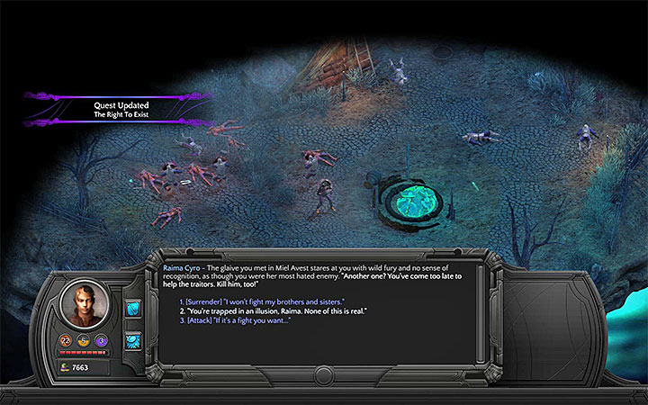 You can act in three ways during the meeting with Raima - The Right To Exist - main quest walkthrough | The Finale - The Finale - Torment: Tides of Numenera Game Guide