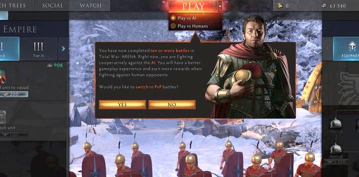 Once you play 10 battles, the game will suggest you to start playing against other players. - How to start the game in Total War: Arena? - Gameplay Basics - Total War Arena Game Guide