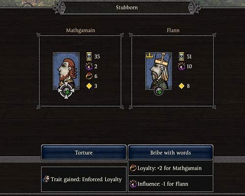 How to gain loyalty: torture or bribe with promises? In the second case, the leader will lose an influence point. You have to make a difficult decision, although such a situation is not a common sight. - Intrigue, Family, and Statesmen of characters in Total War Thrones of Britannia - Characters - Total War Saga: Thrones of Britannia Game Guide