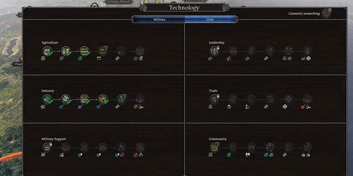 The civic tab is always divided into 6 development paths - Technologies in Total War Saga Thrones of Britannia - Provincial Governance - Total War Saga: Thrones of Britannia Game Guide