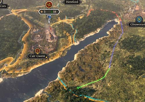 The color arrows show the path for subsequent turns; the yellow field shows the area that you can reach in one turn. - How to create and move armies in Total War Saga Thrones of Britannia? - Starting tips - Total War Saga: Thrones of Britannia Game Guide