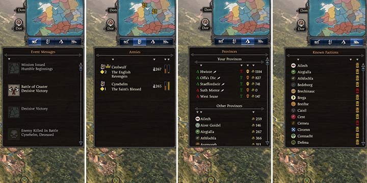 In the top-right corner you can see a minimap and a few other, useful things - Interface in Total War Saga Thrones of Britannia - Starting tips - Total War Saga: Thrones of Britannia Game Guide