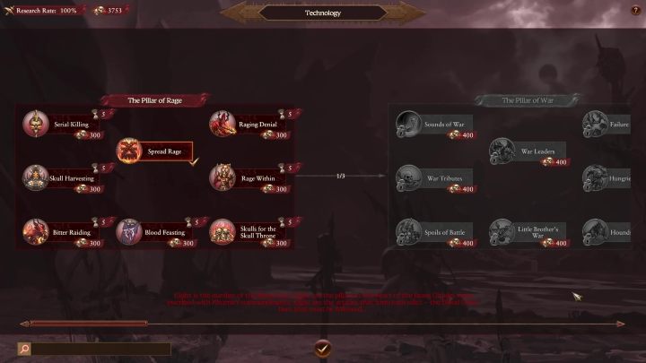 Additionally, you have to pay for technologies with skulls, and each pillar is more expensive than the previous one - Total War Warhammer 3: Khorne, Technologies and buildings - which ones to start with? - Khorne - Total War Warhammer 3 Guide