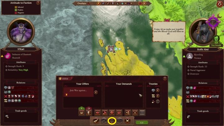 Next, just select the scales button - Total War Warhammer 3: Diplomacy - Basics - Total War Warhammer 3 Guide