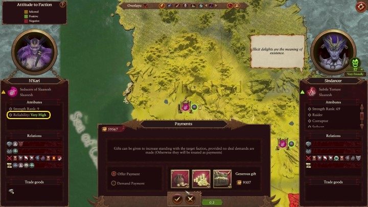 For example, if you want a military alliance, start with a non-aggression pact and gradually build positive relationships - Total War Warhammer 3: Diplomacy - Basics - Total War Warhammer 3 Guide