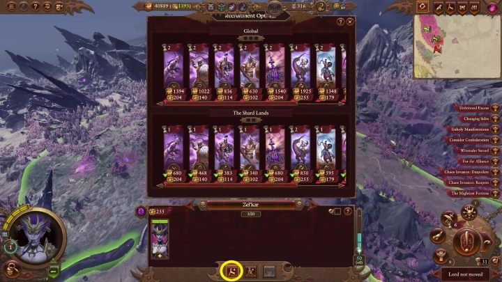 If you want to recruit units of your race, you have to press the button marked on the top - Total War Warhammer 3: Army - Recruitment and replenishment - Military - Total War Warhammer 3 Guide