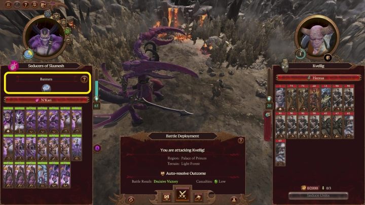 On the left and right side you can find information about both armies - their numbers, units, etc - Total War Warhammer 3: Battles - Military - Total War Warhammer 3 Guide