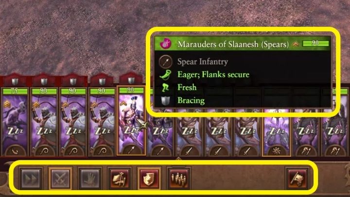 If you hover the cursor over a unit, you will see information about its condition - Total War Warhammer 3: Battles - Military - Total War Warhammer 3 Guide