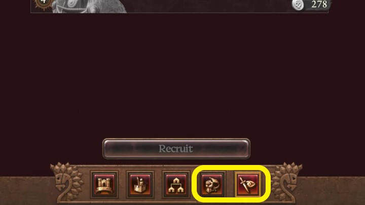 To recruit lords and heroes, select a settlement and click one of the buttons highlighted above - Total War Warhammer 3: Recruitment - Lords and heroes - Total War Warhammer 3 Guide