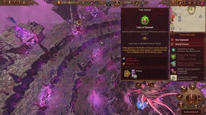 Being in the Realm of Chaos is detrimental for your lord, surprisingly, even if he is a daemon himself - Total War Warhammer 3: Realm of Chaos - general rules - Realm of Chaos - Total War Warhammer 3 Guide
