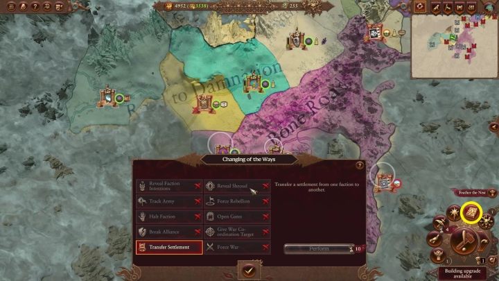 To open the menu of this unique mechanic, press the book button in the circle menu in the lower right corner - Total War Warhammer 3: Tzeentch - unique mechanics - Tzeentch - Total War Warhammer 3 Guide
